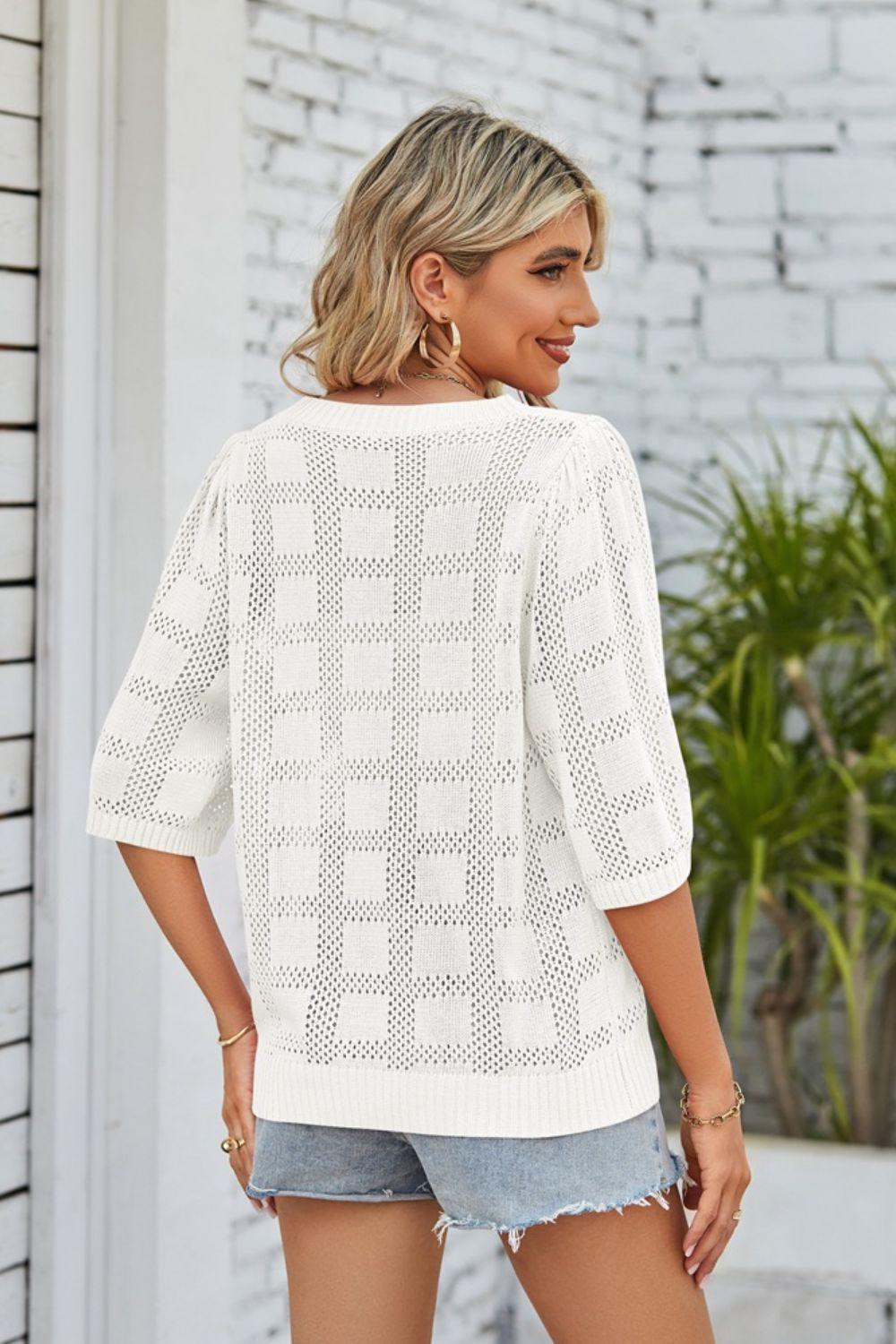 Openwork Knit Top - Olive Ave