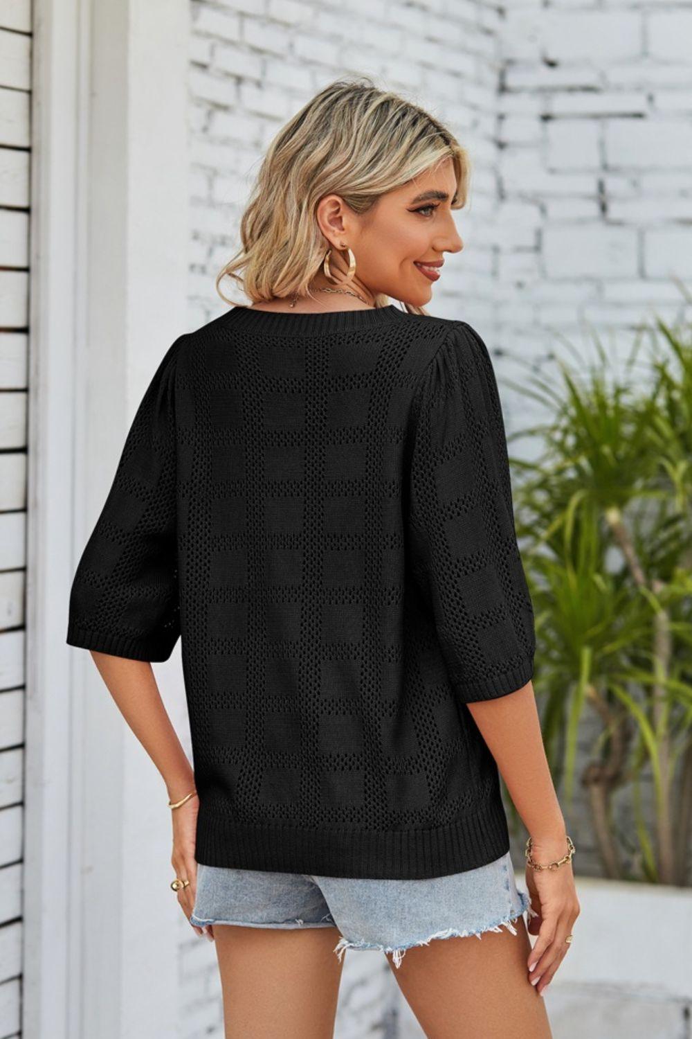 Openwork Knit Top - Olive Ave