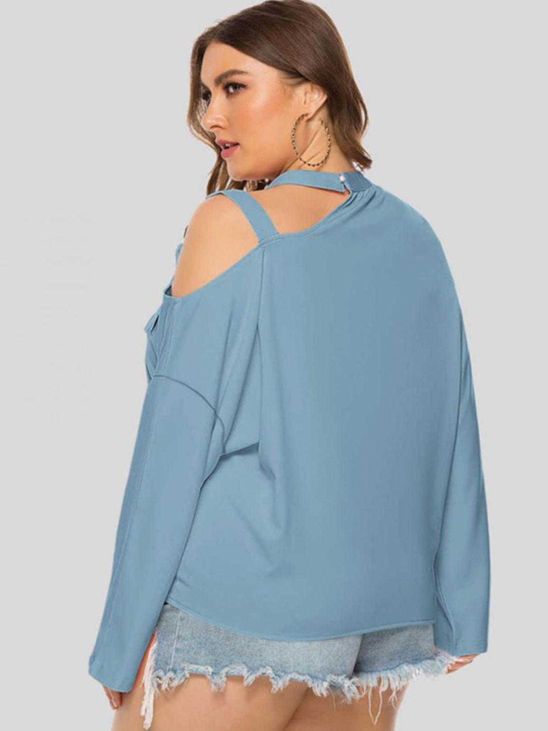 Plus Size Cold-Shoulder Tied Top in 3 Colors - Olive Ave