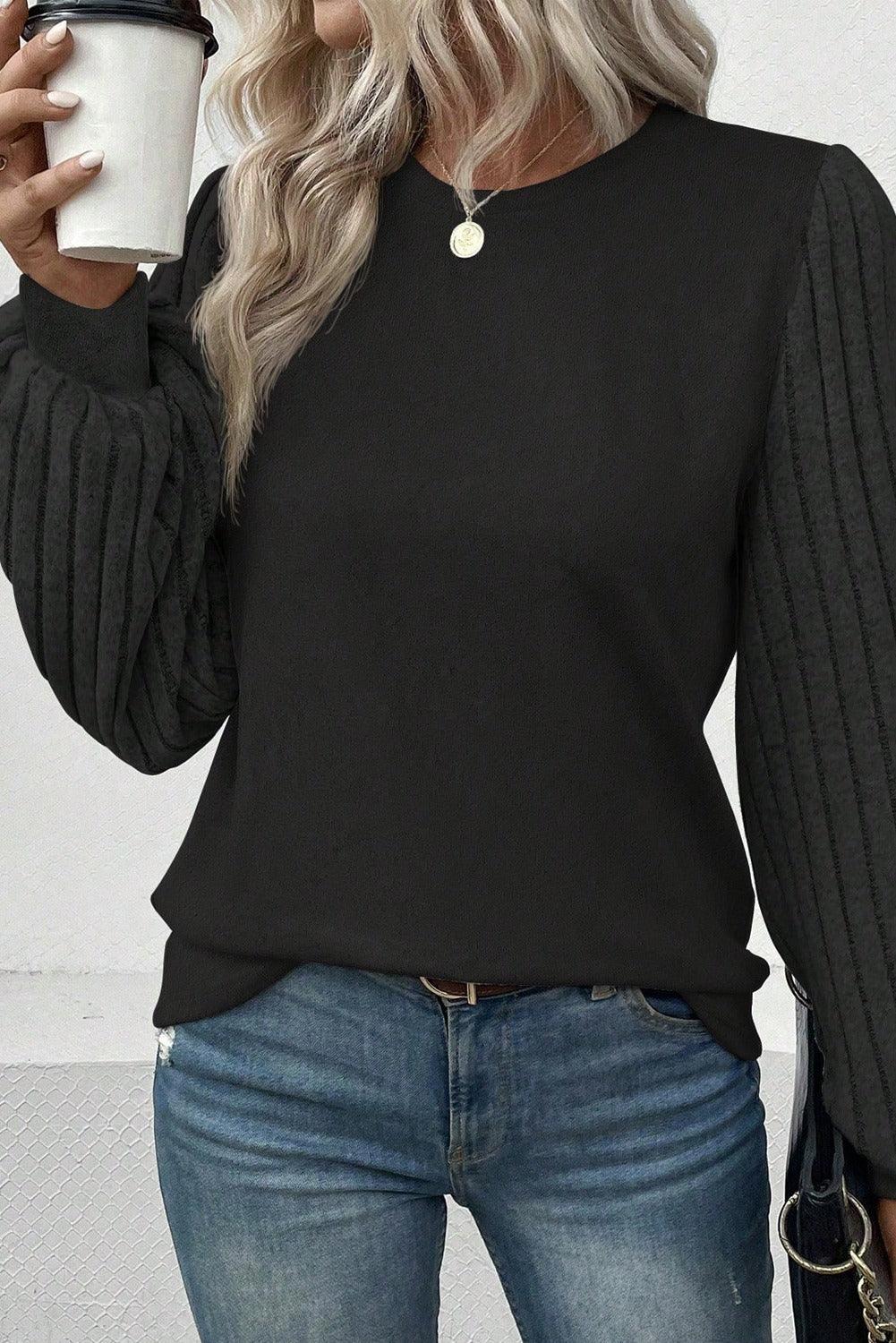 Ribbed Long Sleeve Knit Top in 2 Colors - Olive Ave