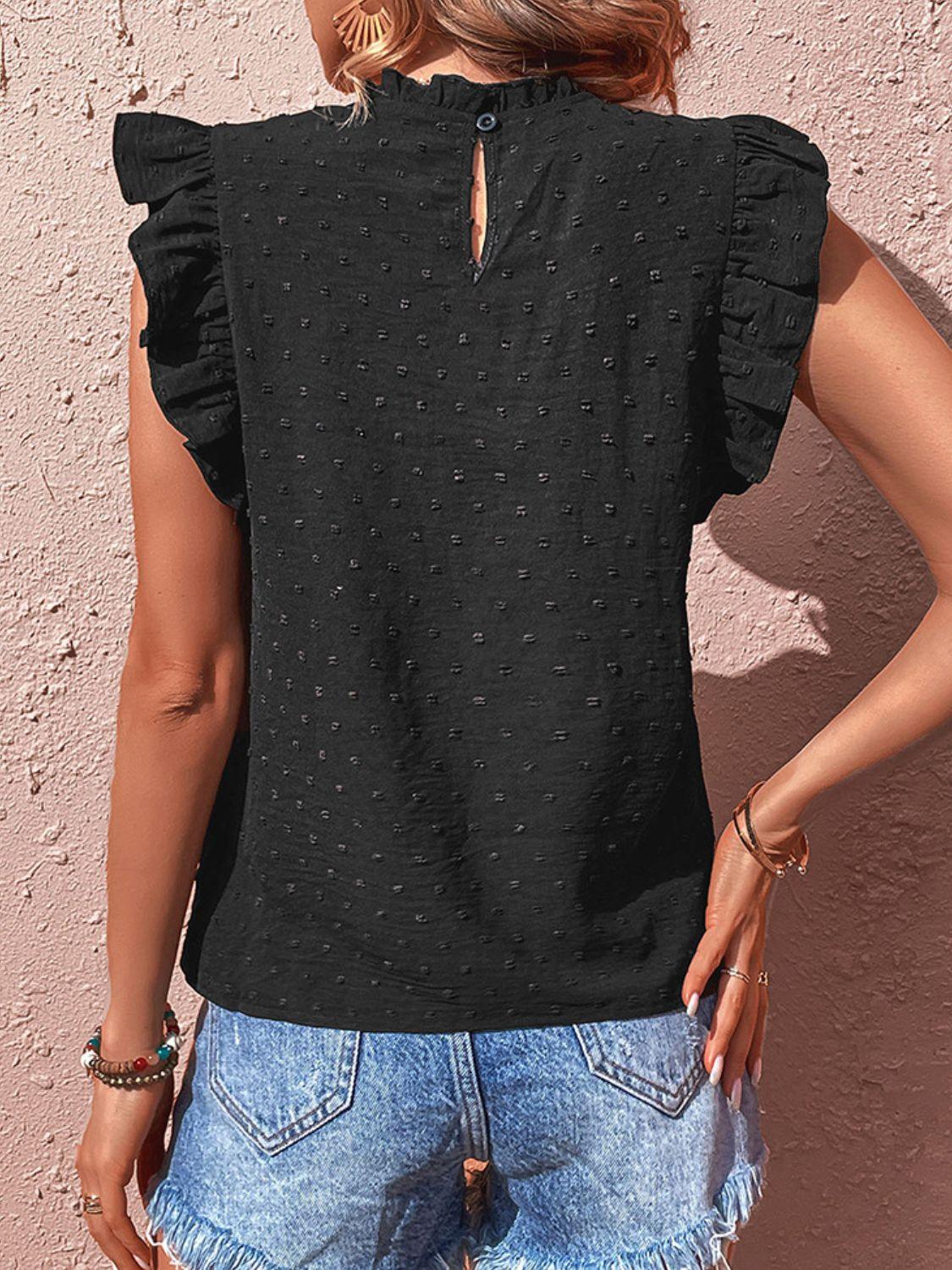 Swiss Dot Butterfly Sleeve Top - Olive Ave