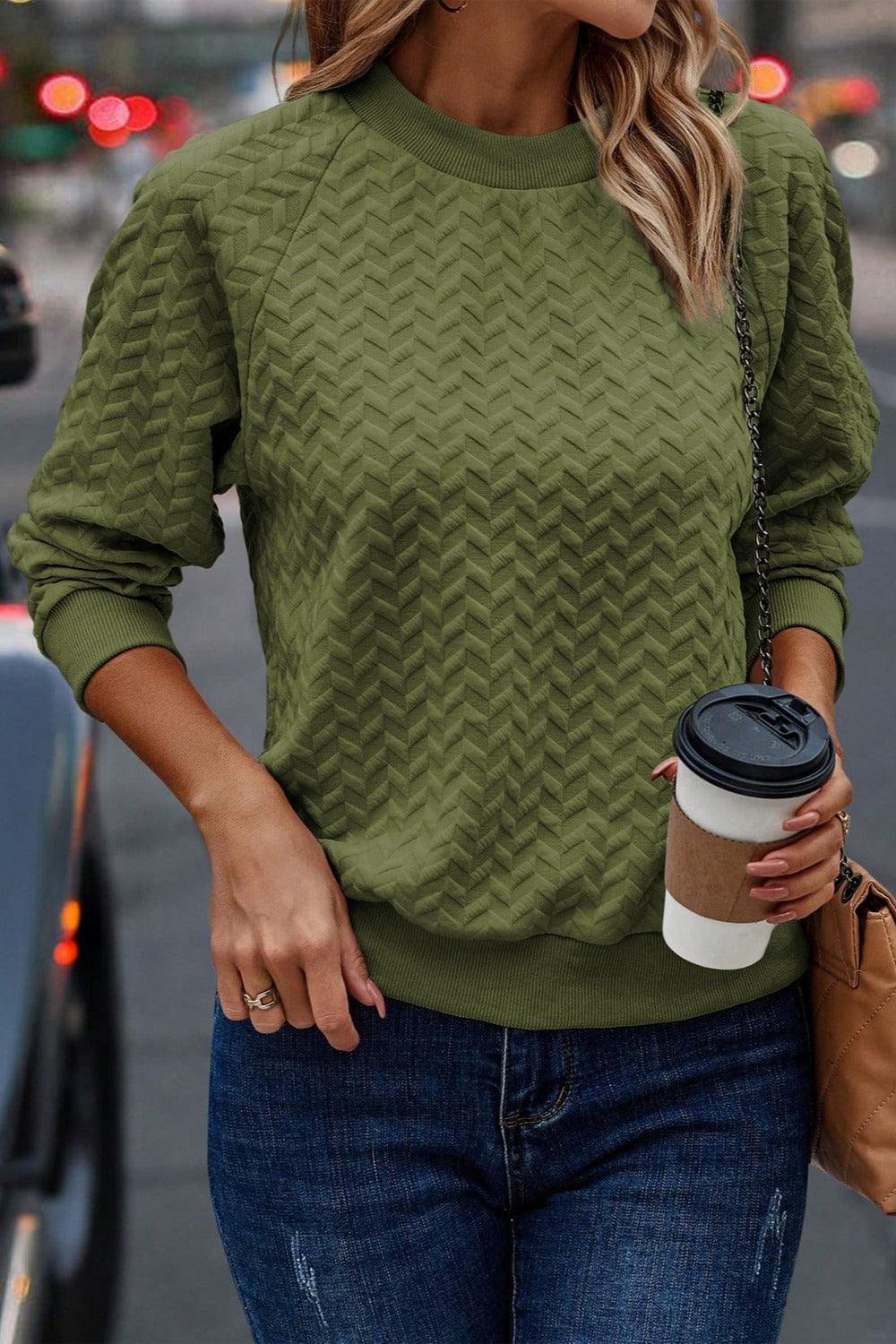 Texture Long Sleeve Top in 4 Colors - Olive Ave