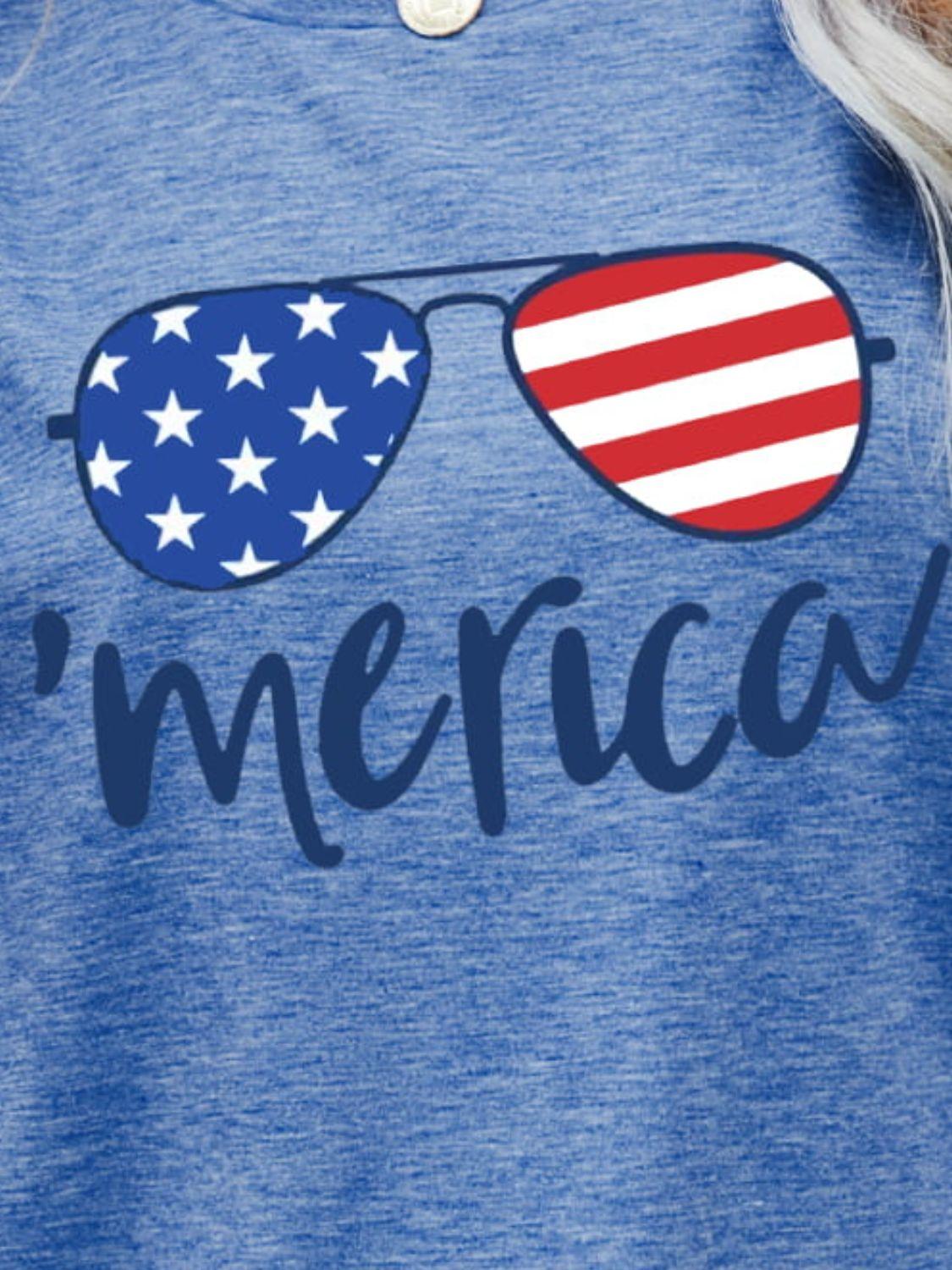 US Flag Glasses Graphic Tee - Olive Ave