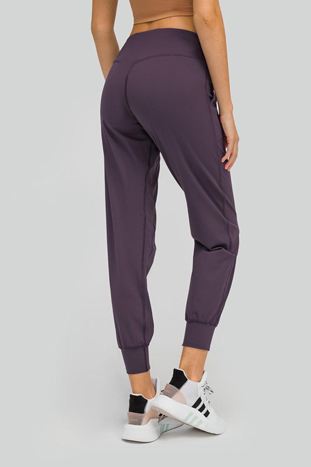 Wide Waistband Tapered Yoga Pants - Olive Ave