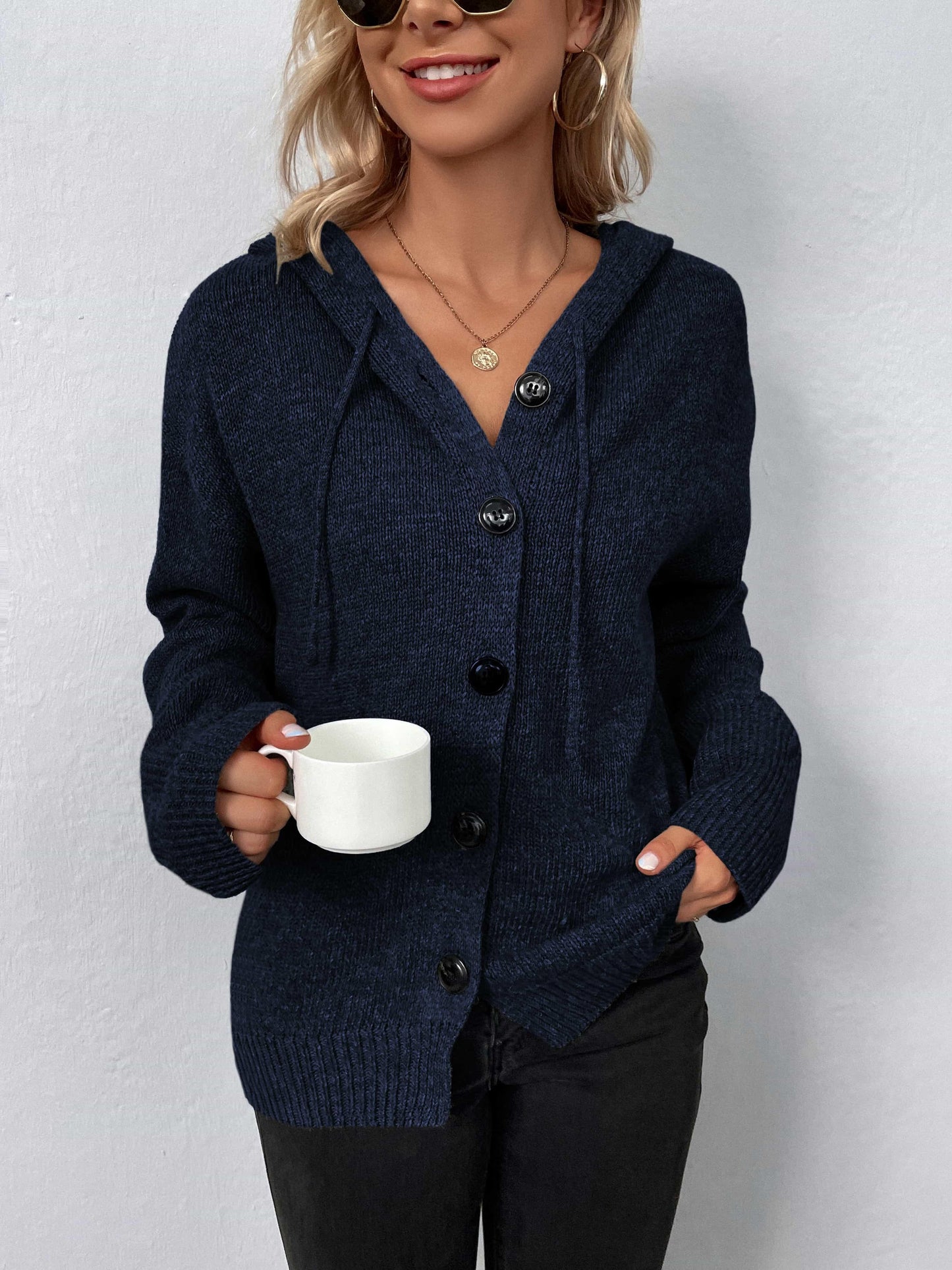 Button-Down Hooded Sweater - Olive Ave