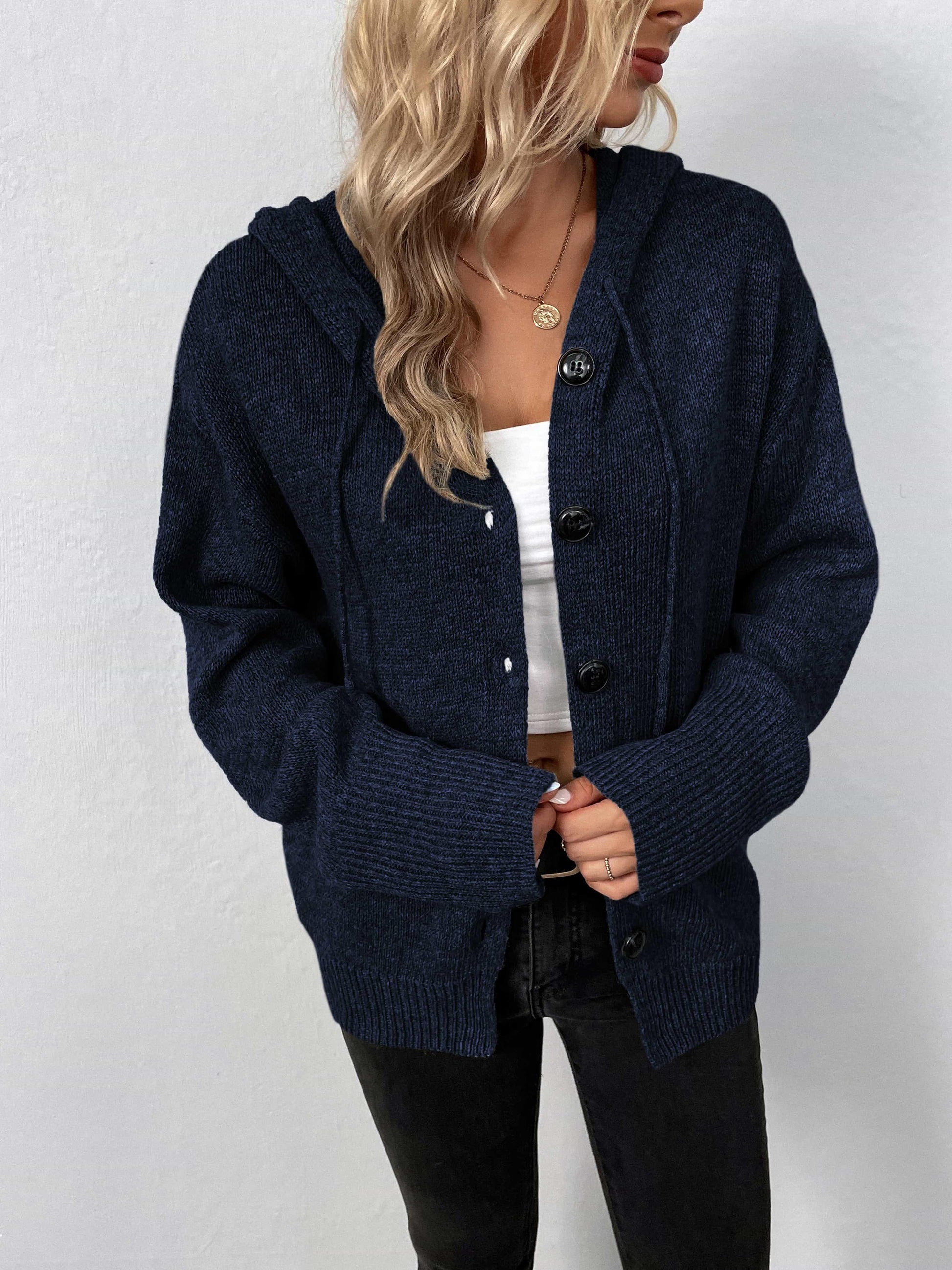 Button-Down Hooded Sweater - Olive Ave