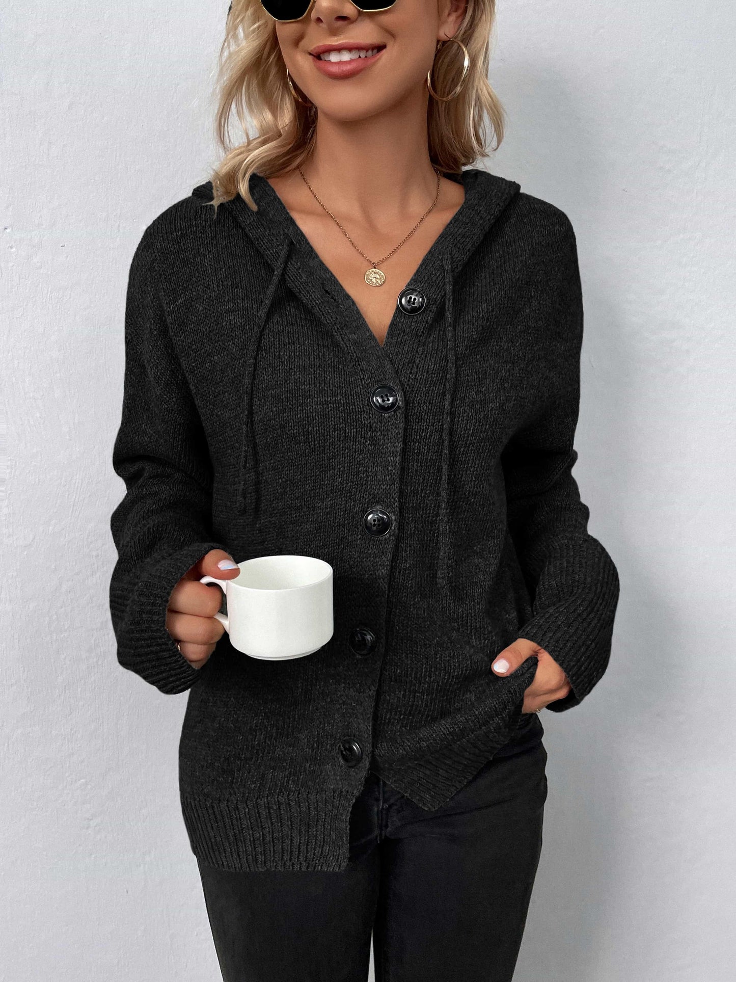 Button-Down Hooded Sweater - Olive Ave