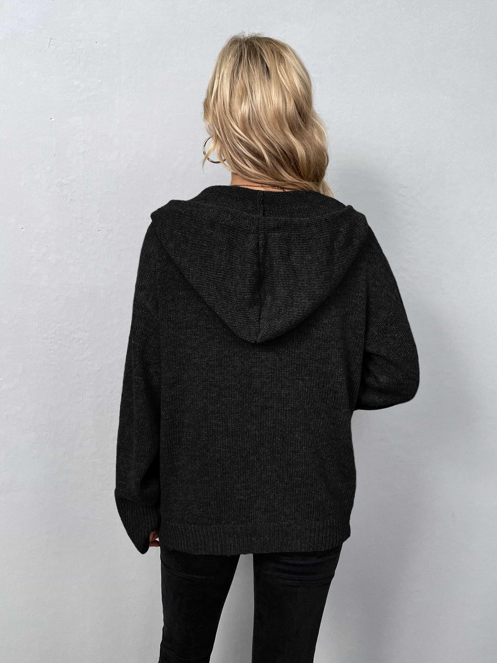 Button-Down Hooded Sweater - Olive Ave