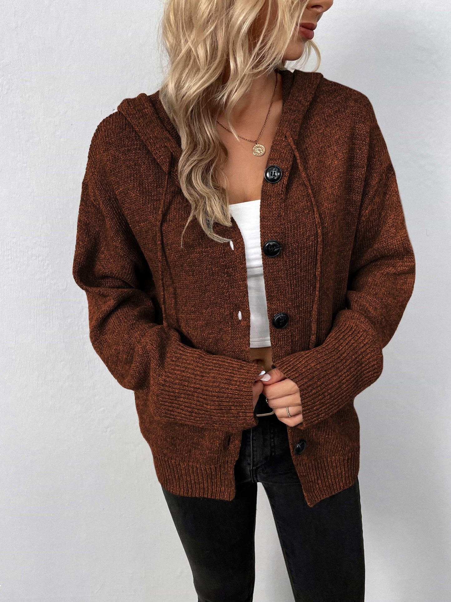 Button-Down Hooded Sweater - Olive Ave