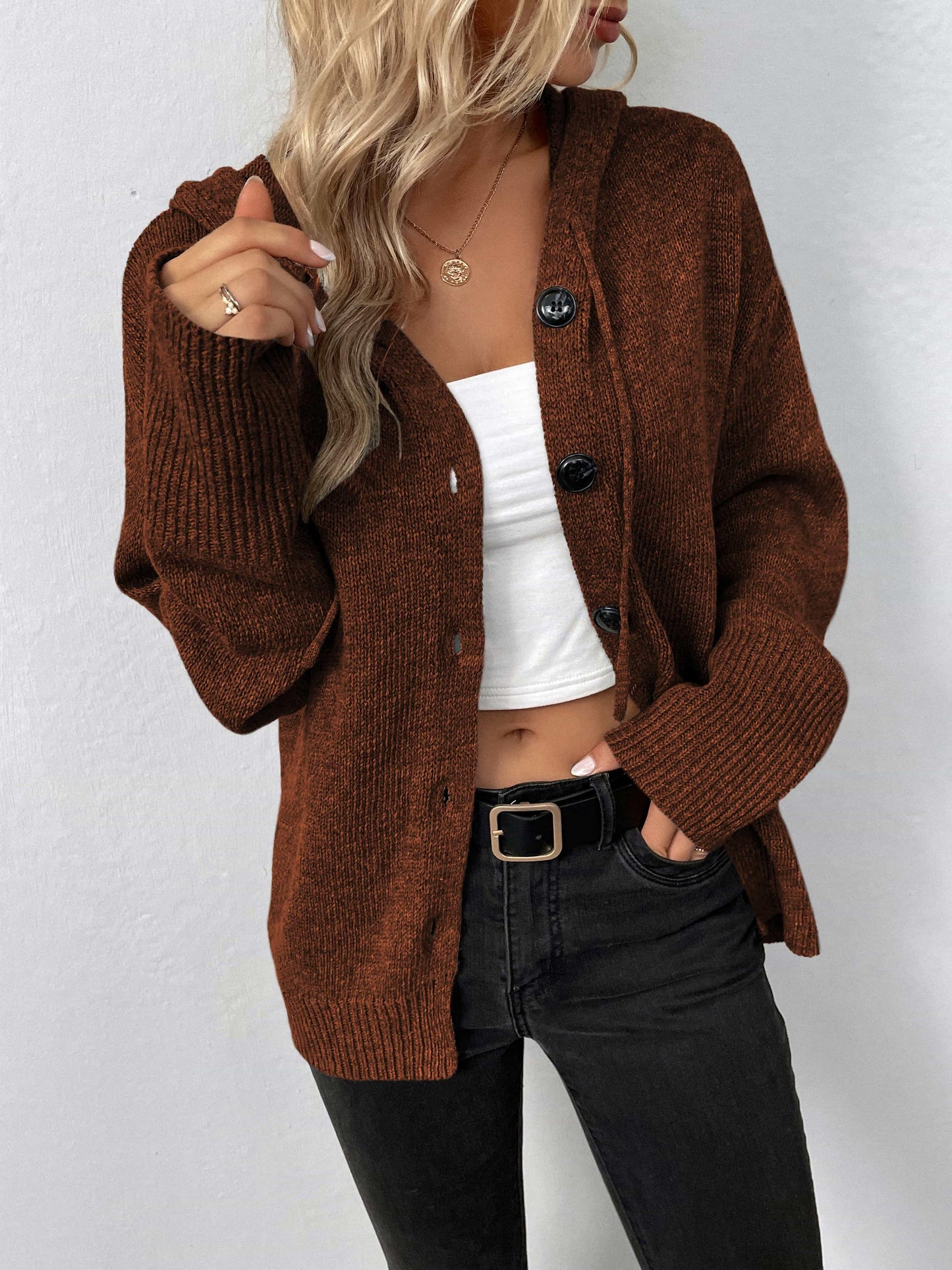 Button-Down Hooded Sweater - Olive Ave