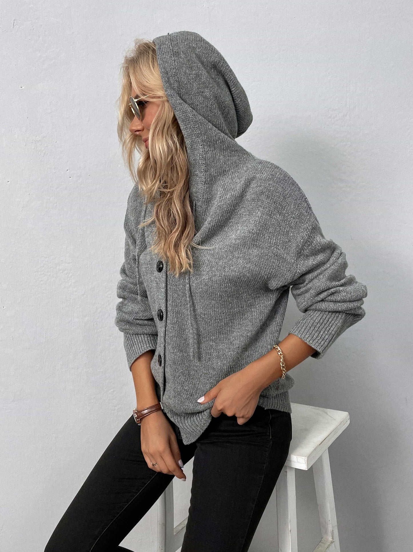 Button-Down Hooded Sweater - Olive Ave