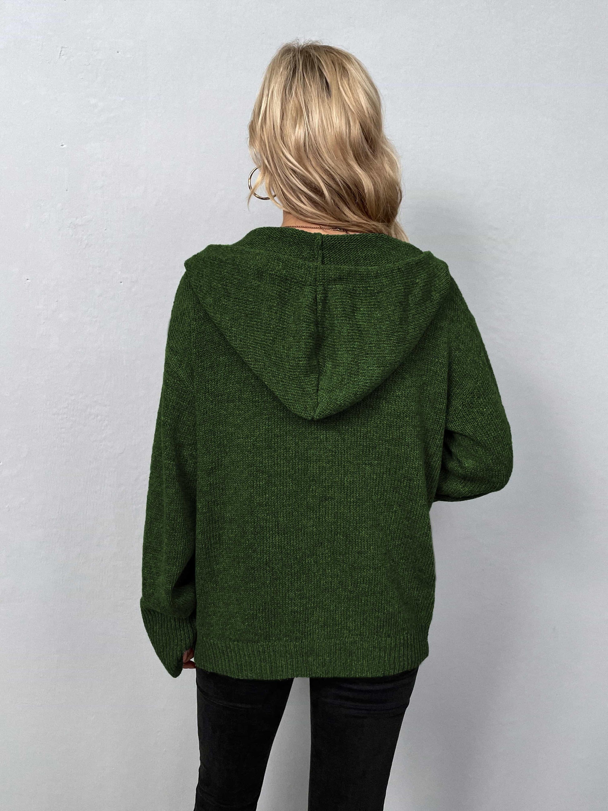 Button-Down Hooded Sweater - Olive Ave
