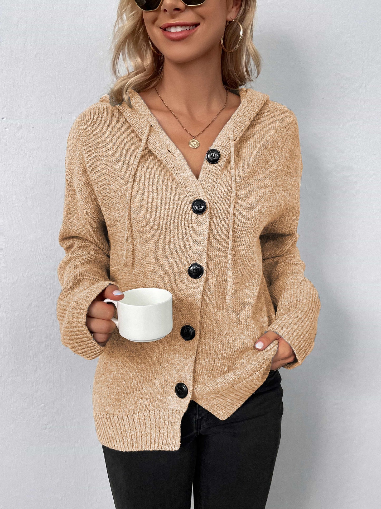 Button-Down Hooded Sweater - Olive Ave
