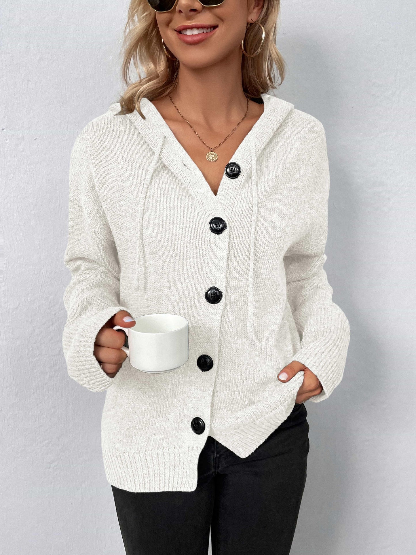 Button-Down Hooded Sweater - Olive Ave