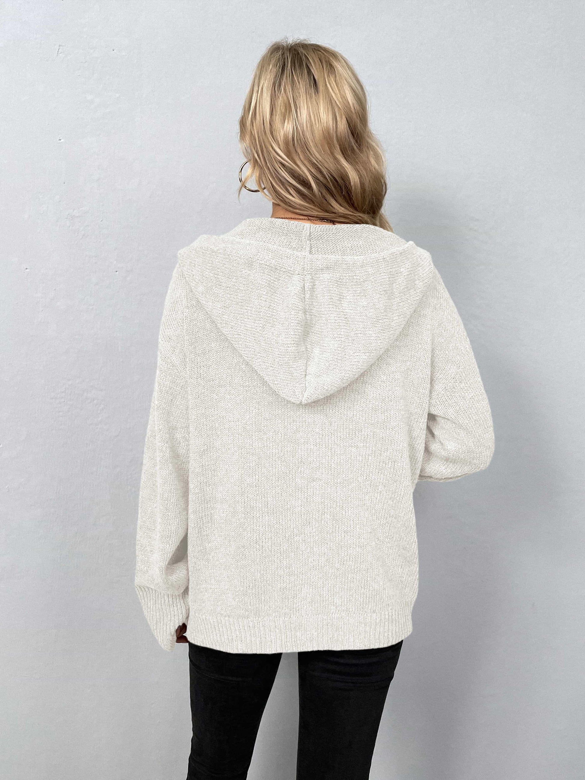 Button-Down Hooded Sweater - Olive Ave