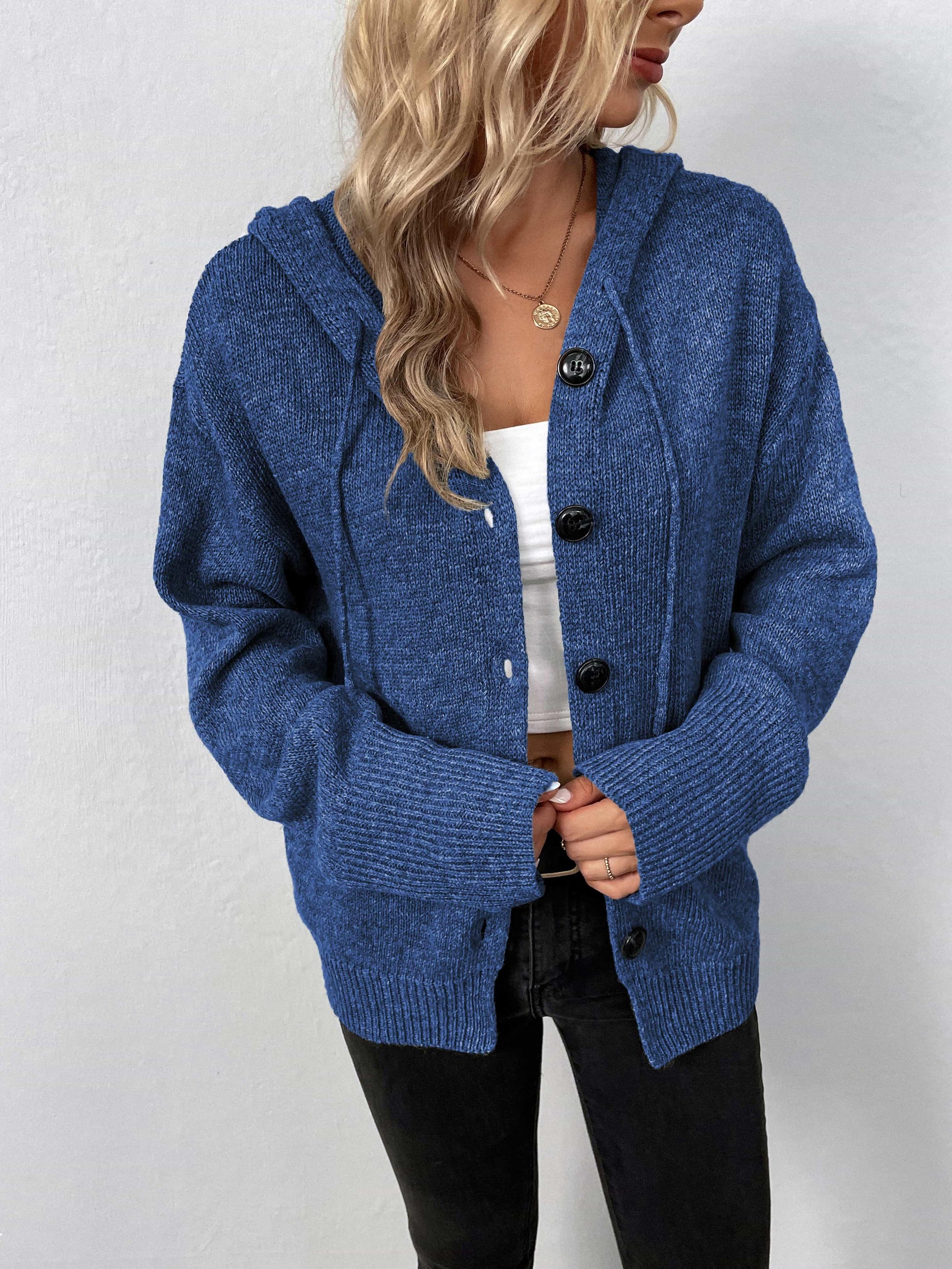 Button-Down Hooded Sweater - Olive Ave