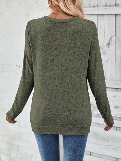 Buttoned Long Sleeve T-Shirt in 4 Colors - Olive Ave