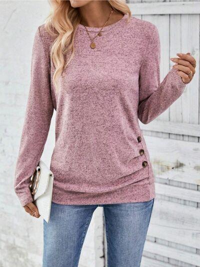 Buttoned Long Sleeve T-Shirt in 4 Colors - Olive Ave