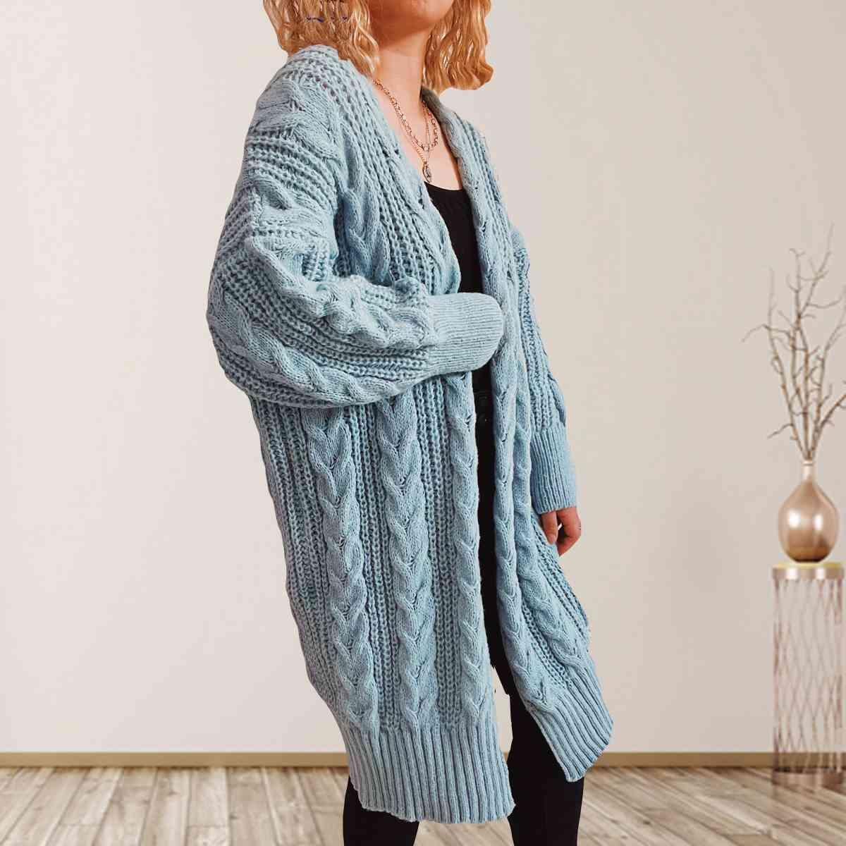 Cable-Knit Open Front Cardigan in 6 Colors - Olive Ave