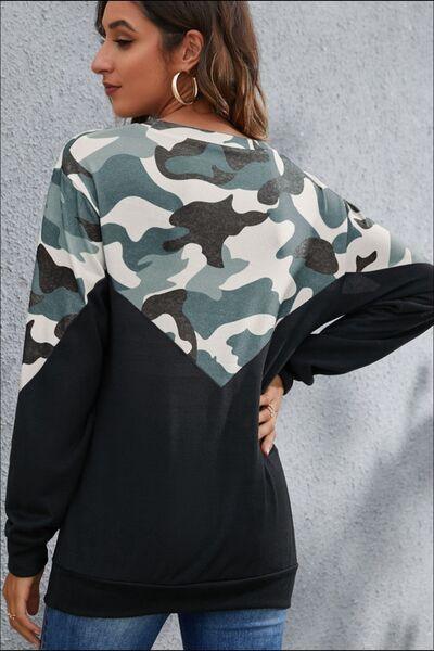 Camouflage Long Sleeve Sweatshirt in 4 Colors - Olive Ave