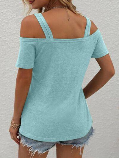 Double Spaghetti Straps Short Sleeve Top in 7 Colors - Olive Ave