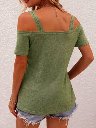 Double Spaghetti Straps Short Sleeve Top in 7 Colors - Olive Ave