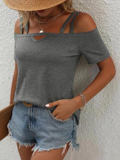 Double Spaghetti Straps Short Sleeve Top in 7 Colors - Olive Ave