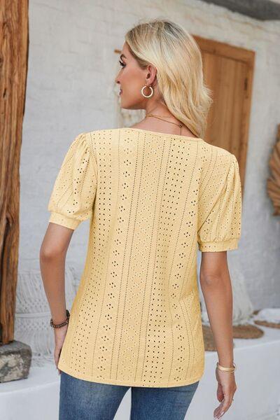 Full Size Eyelet Blouse in 8 Colors - Olive Ave