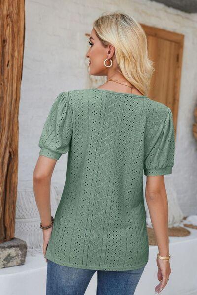 Full Size Eyelet Blouse in 8 Colors - Olive Ave
