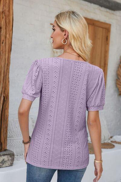 Full Size Eyelet Blouse in 8 Colors - Olive Ave