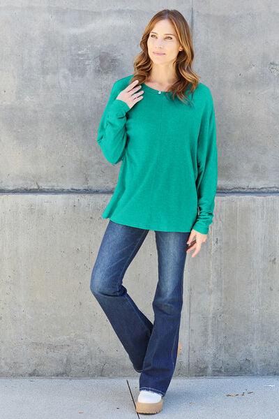 Full Size Long Sleeve T-Shirt in 8 Colors - Olive Ave