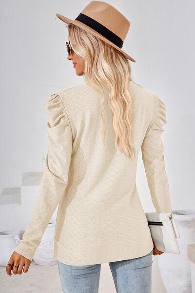 Full Size Puff Sleeve Blouse in 8 Colors - Olive Ave