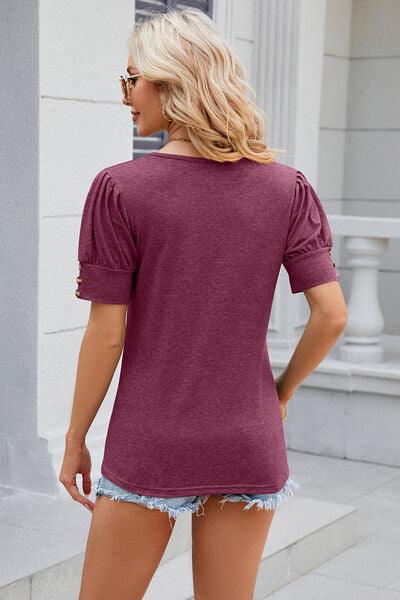 Full Size Puff Sleeve Top in 7 Colors - Olive Ave
