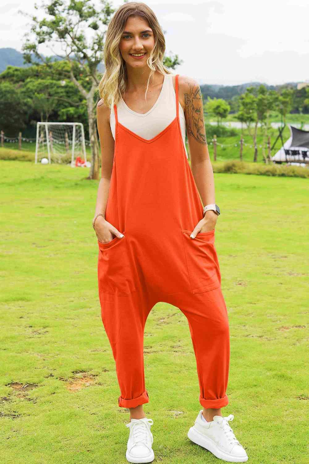 Full Size Sleeveless Pocketed Jumpsuit in 4 Colors - Olive Ave