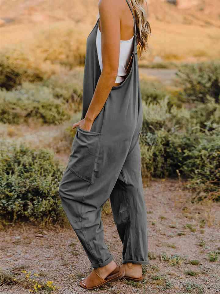 Full Size Sleeveless Pocketed Jumpsuit in 4 Colors - Olive Ave