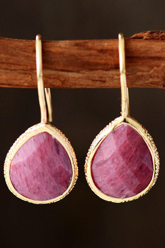 Handmade Natural Stone Teardrop Earrings - Olive Ave