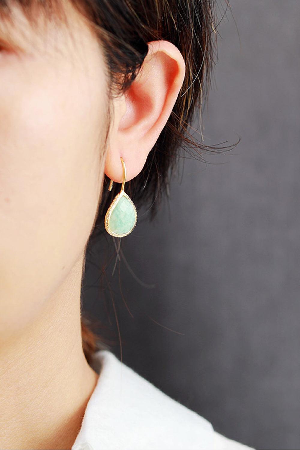 Handmade Natural Stone Teardrop Earrings - Olive Ave