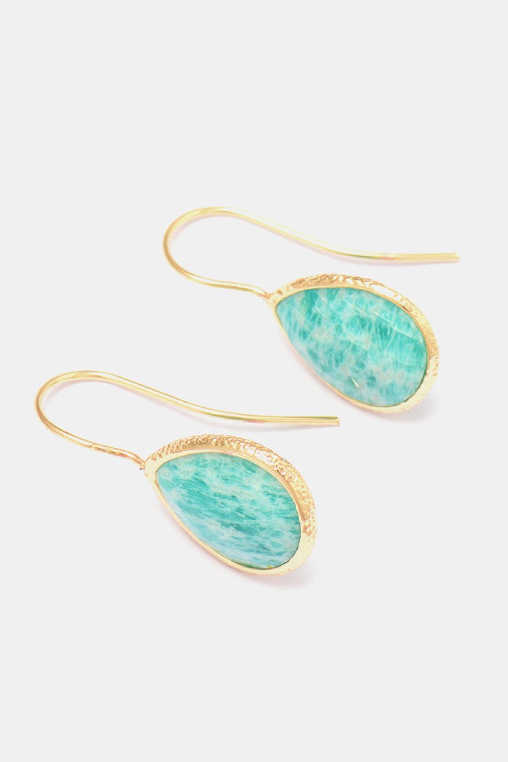 Handmade Natural Stone Teardrop Earrings - Olive Ave