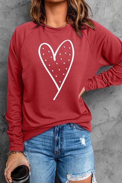 Heart Pearl Detail Sweatshirt - Olive Ave