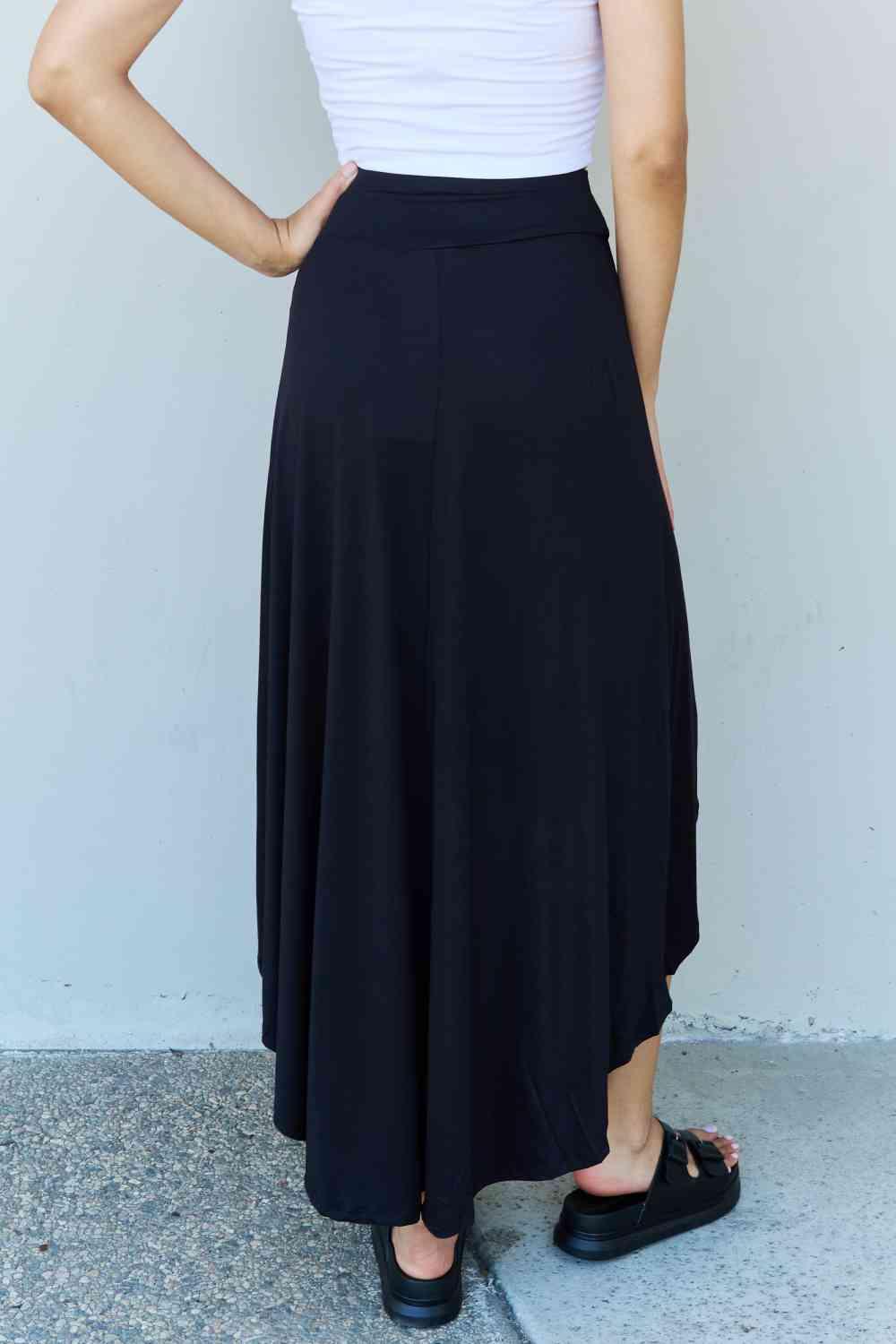 High Waisted Flare Maxi Skirt in Black - Olive Ave