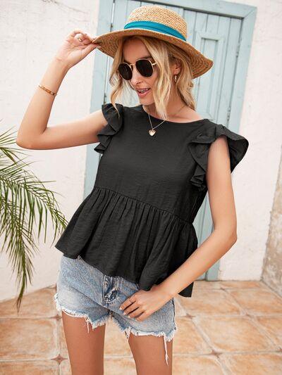 Lace Detail Peplum Top in 4 Colors - Olive Ave