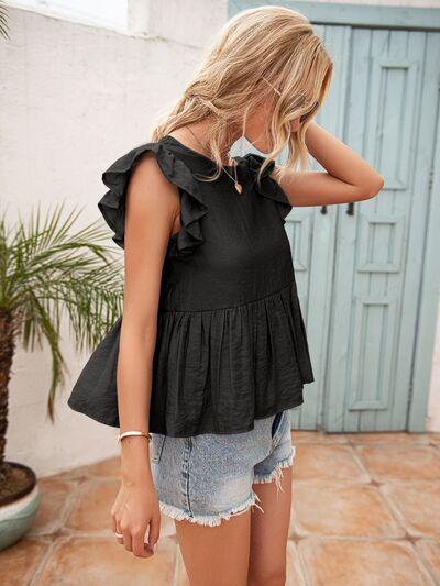 Lace Detail Peplum Top in 4 Colors - Olive Ave