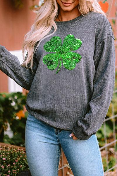Lucky Clover Sequin Sweatshirt - Olive Ave