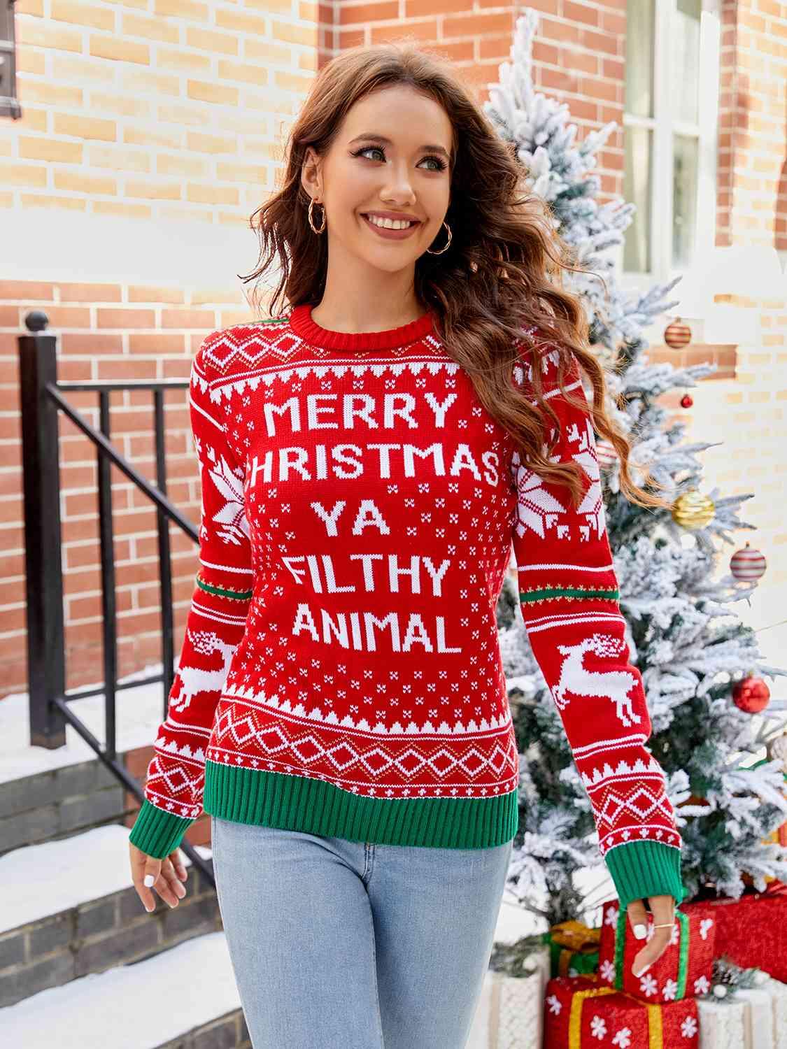MERRY CHRISTMAS YA FILTHY ANIMAL Sweater - Olive Ave