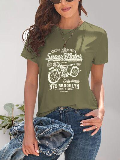Motorcycle Graphic T-Shirt in 4 Colors - Olive Ave