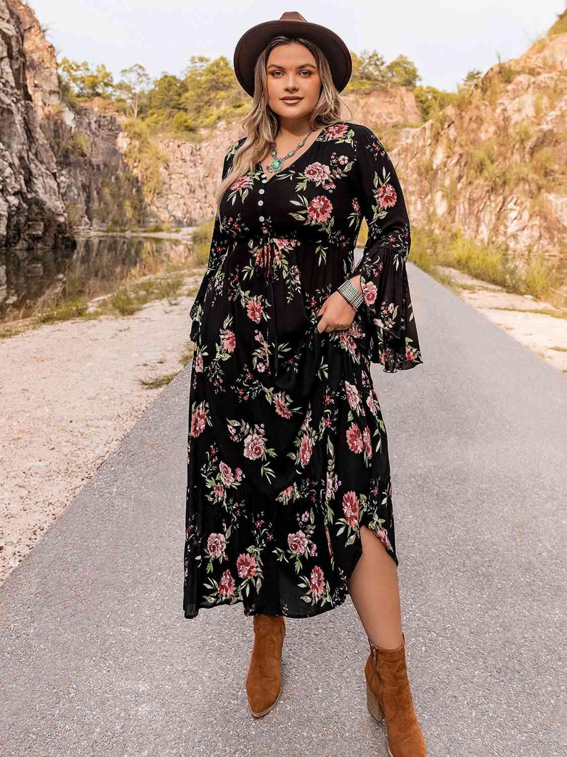 Plus Size Floral Boho Dress - Olive Ave