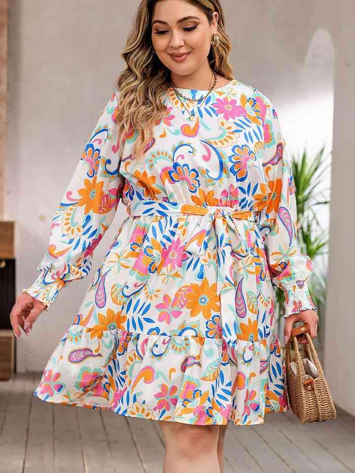 Plus Size Floral Lantern Sleeve Dress - Olive Ave