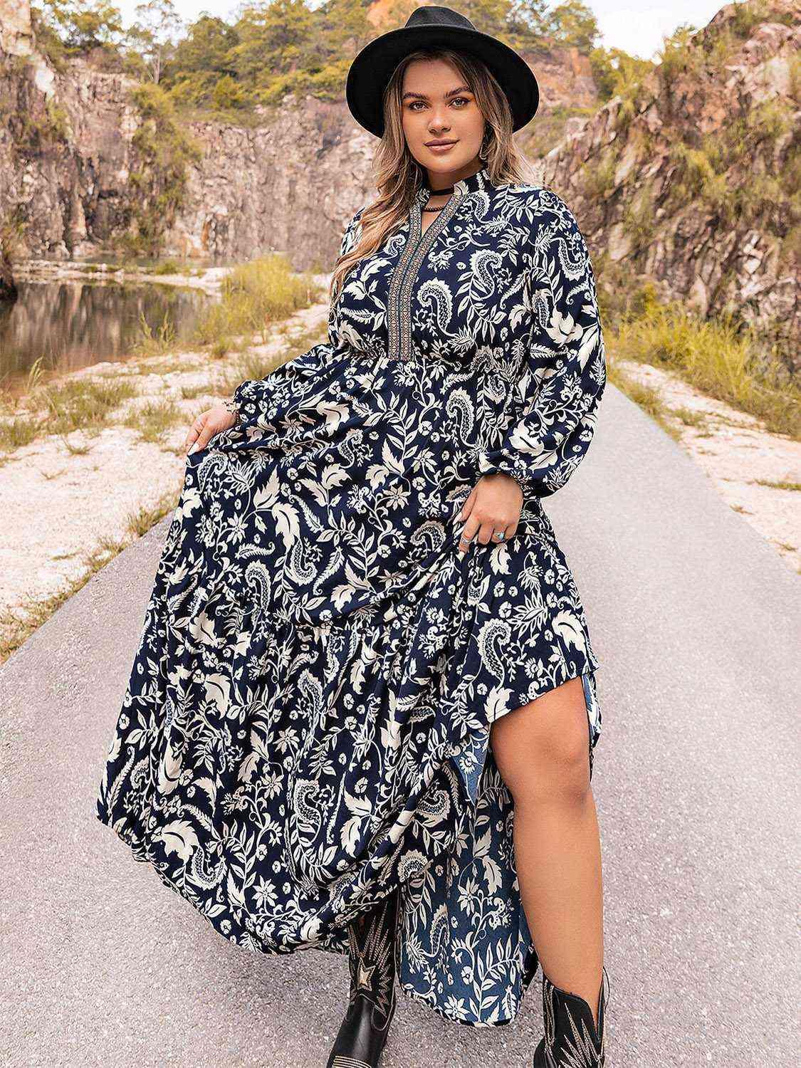 Plus Size Long Sleeve Maxi Dress - Olive Ave