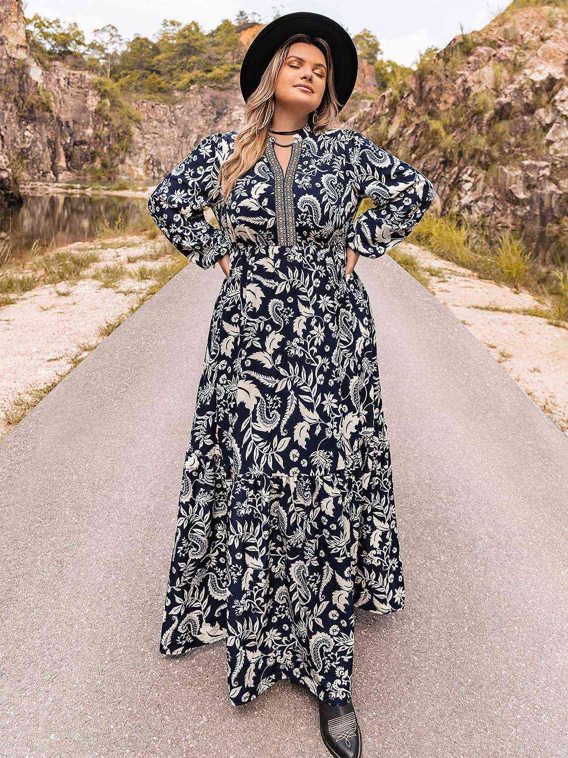 Plus Size Long Sleeve Maxi Dress - Olive Ave