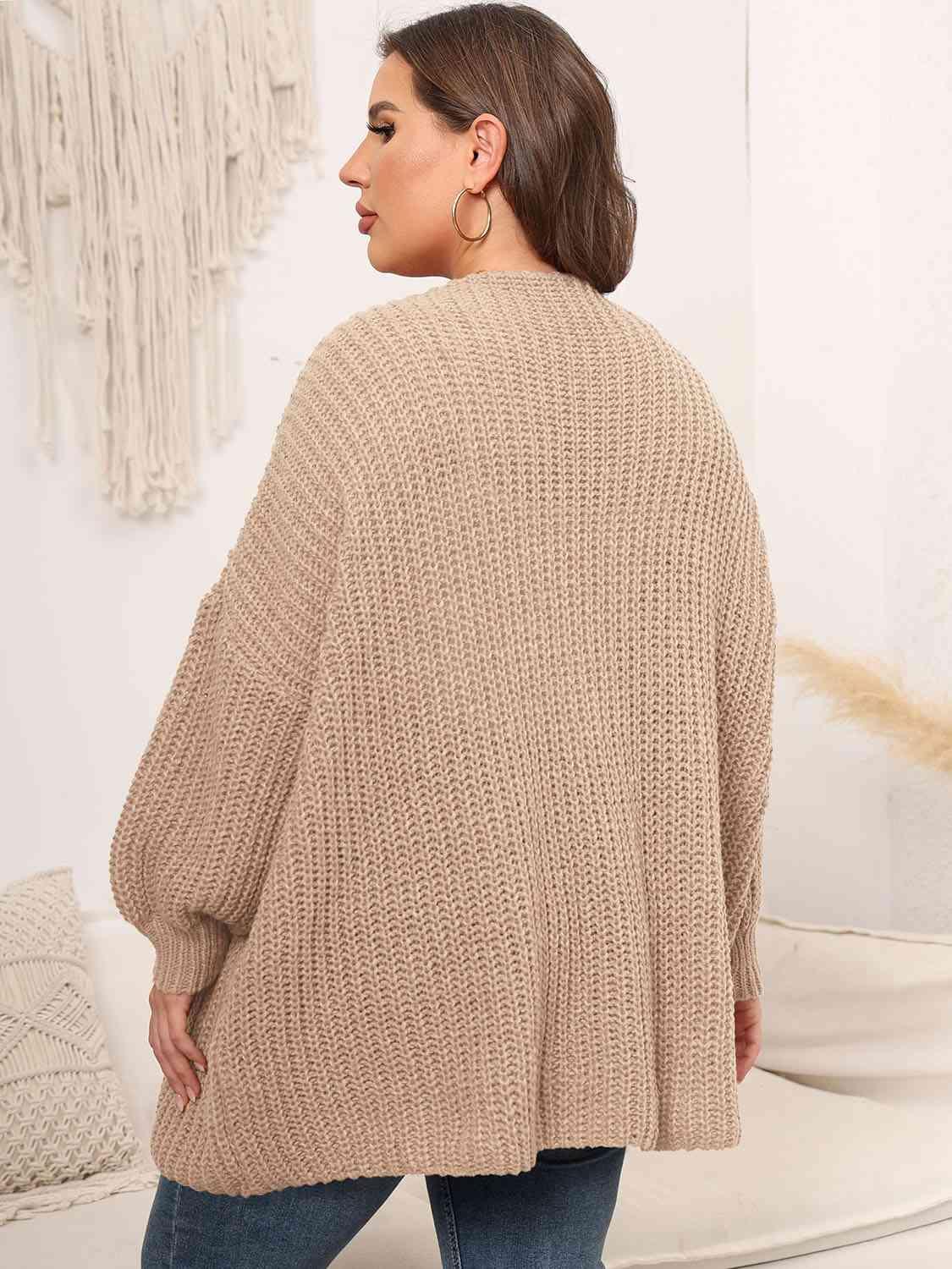 Plus Size Open Front Knit Cardigan in 4 Colors - Olive Ave